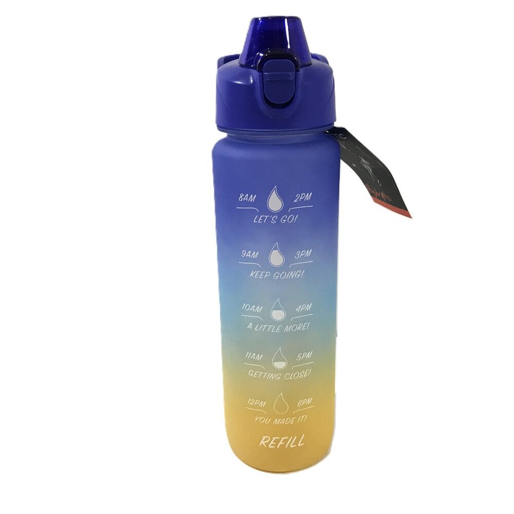Motivational Water Bottle Built in Straw Multi-color, Athletic Essentials